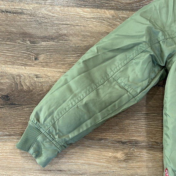 Levi's Bomber Jacket Boys Small Green Nylon Logo Embroidered Patch Zipsw/pockets - Picture 10 of 15